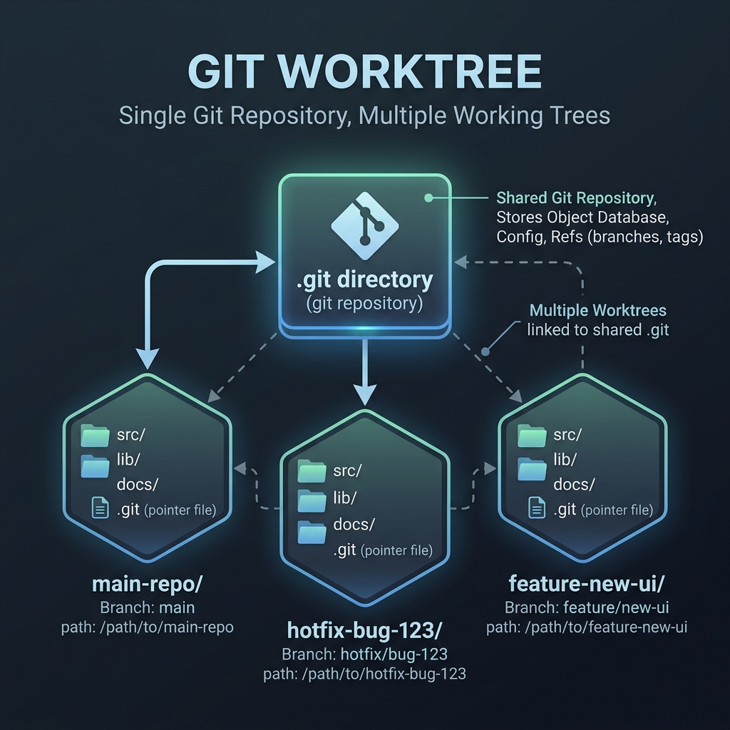 Git Worktree Conceptual Diagram