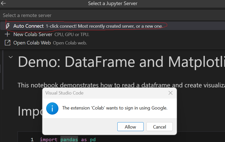 Connect to Colab screenshot